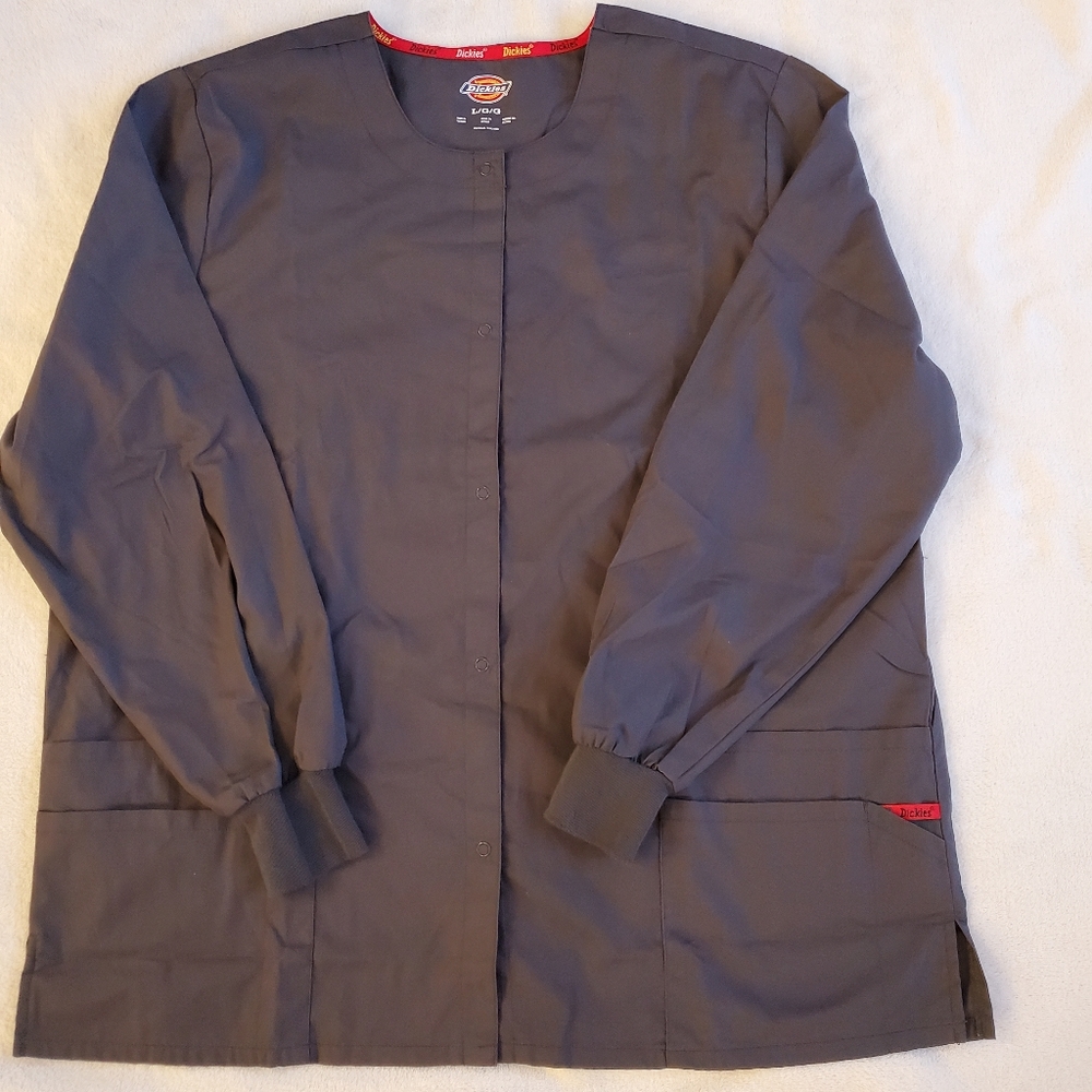 Dickies Snap Front Warm-Up Jacket Scrub Top 86306 PTWZ Pewter EDS Missy Fit